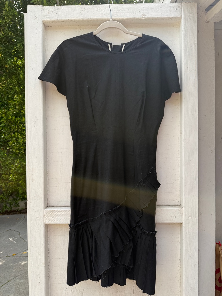 Isabel Marant Black Midi Dress With Asymmetric Ruffle Hem